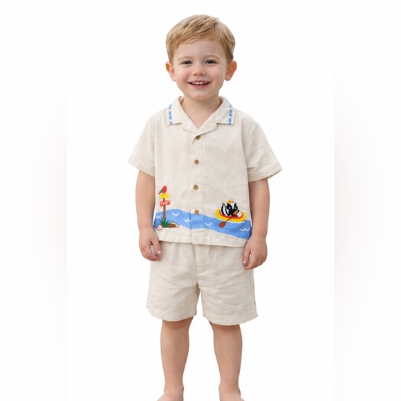 BearPaw Other - BEARPAW Toddler 2Pc Camp Lakeside Button Down Shirt & Shorts Set‎ NWT Outdoor